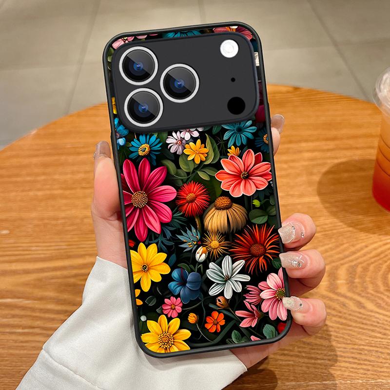 Чехол С Узором Из Цветных Цветов Для iPhone 17 Pro Max Чехол iPhone 16 Pro Max 15 14 13 16E 17E Магнитный Для Magsafe Гибридная Матовая Крышка