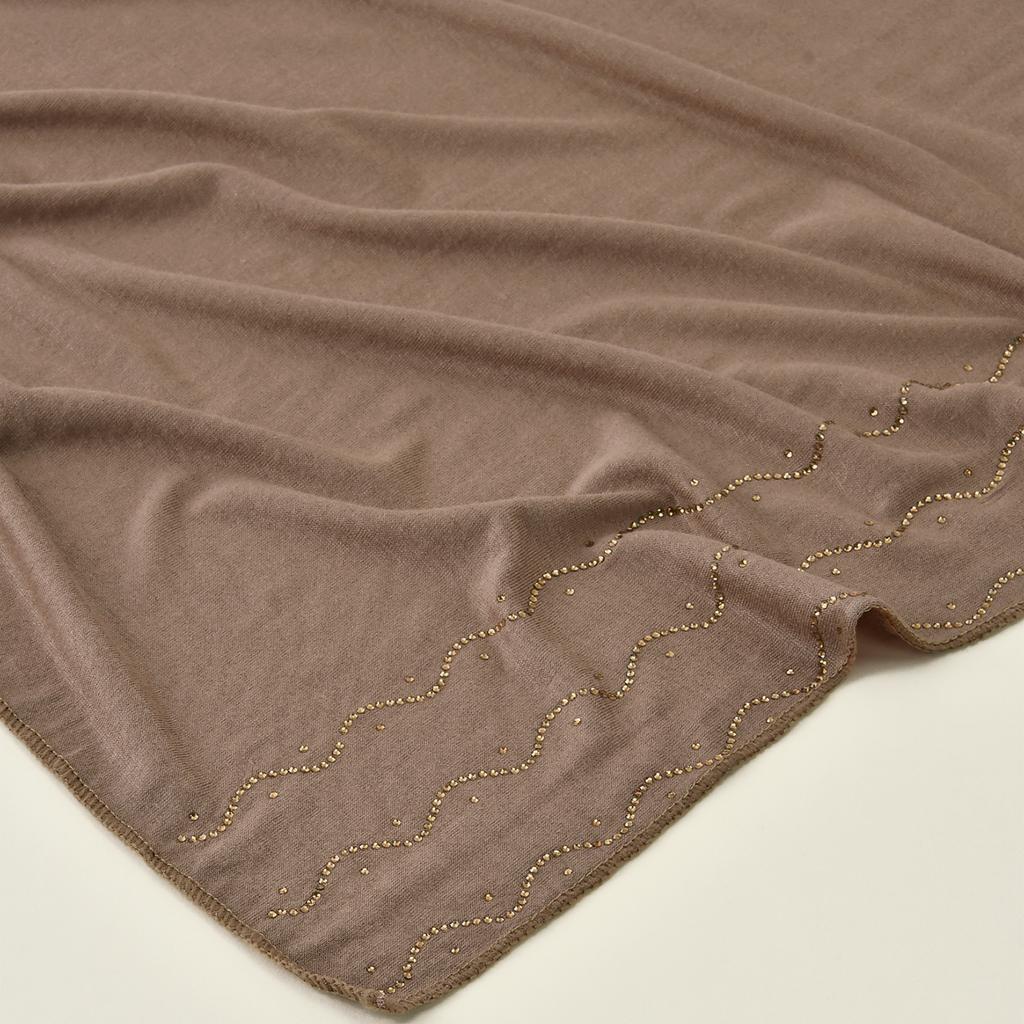 Мусульманский трикотажный хиджаб шарф с мерцающей отделкой из страз головной платок женский премиальный хлопковый трикотажный шаль роскошный дизайн тюрбан однотонные обертывания