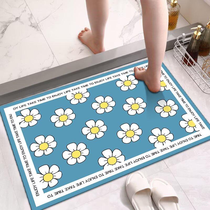 Toilet Diatom Mud Quick-Drying Floor Mat Bathroom Door Mat Household Toilet Door Carpet Cushion Non-Slip Foot Mat
