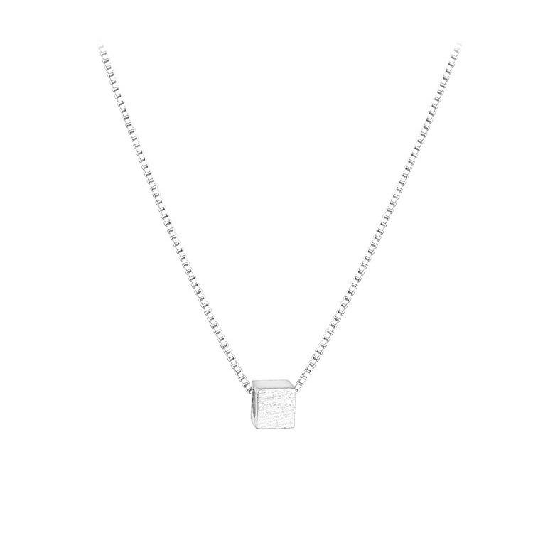 925 Sterling Silver Geometric Square Necklace - Women's Versatile Summer Cool Style Clavicle Chain