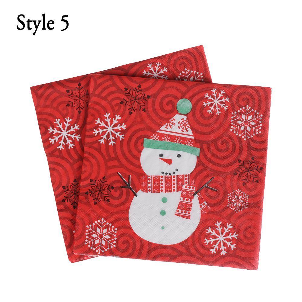 20pcs Home Decorative Santa Claus Cute Christmas Decoration Towel Printing Paper Napkin Serviette