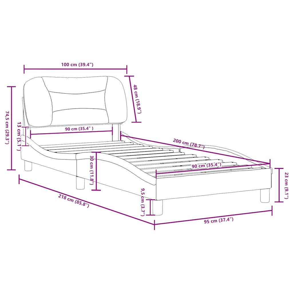 Bed Frame without Mattress Hvar White 90x200 cm Faux Leather