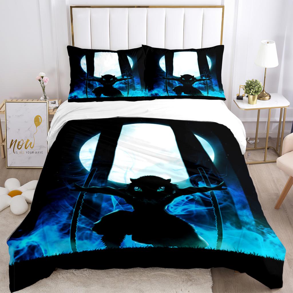 Комплект постельного белья с принтом «Аниме-убийца демонов» 2/3 предмета Nezuko, двуспальный, односпальный, размера «king-size», пододеяльник, комплект для детей и взрослых, подарок