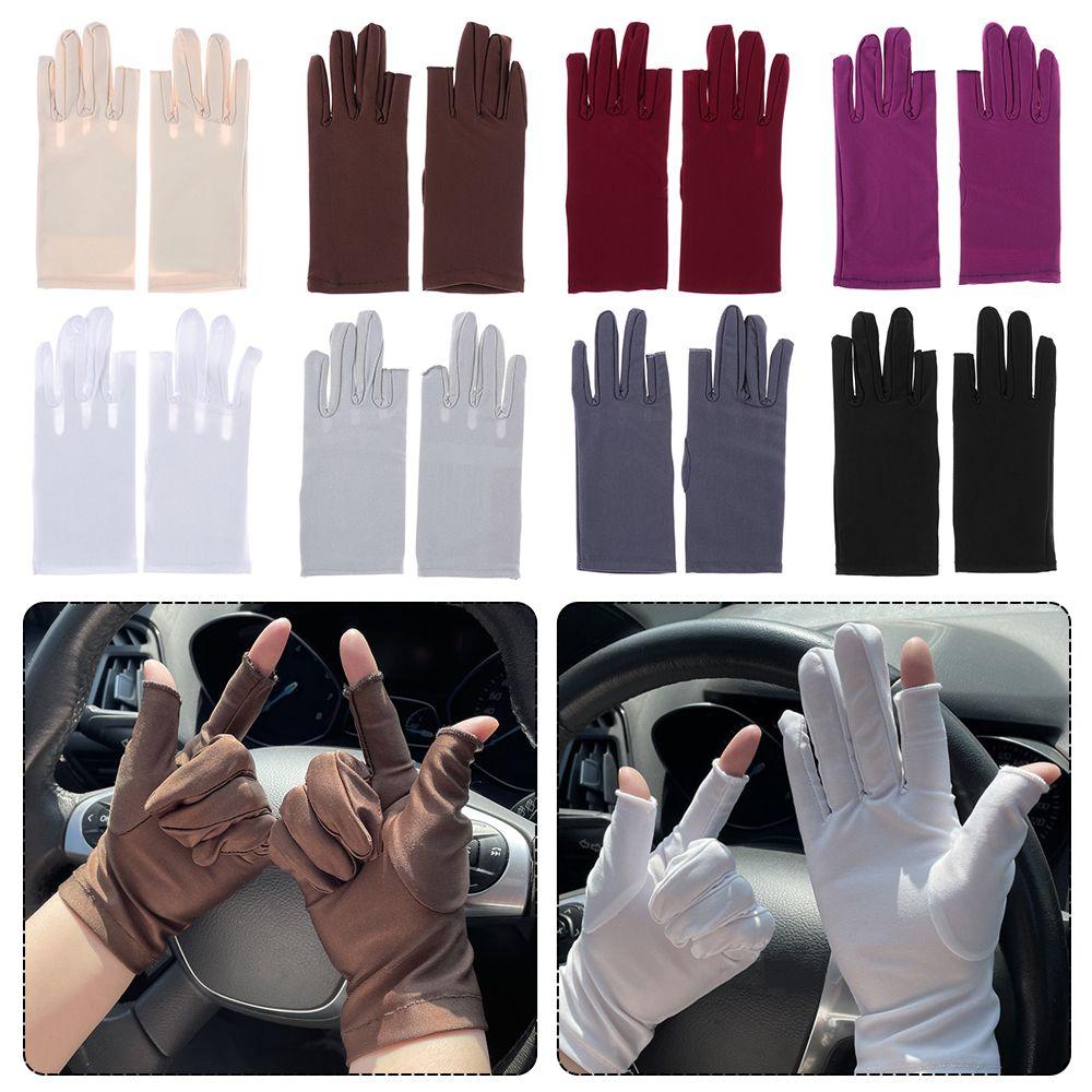 Sun Protection Two Finger Touch screen Driving Gloves Summer Mittens Thin Spandex Gloves