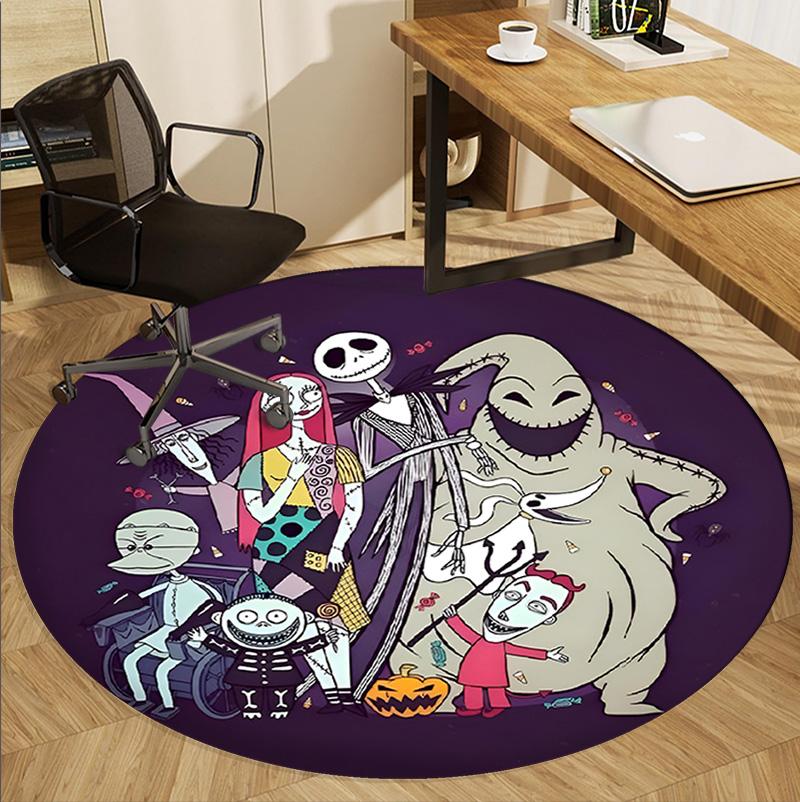 The Nightmare Before Christmas Pattern Round Rug, Indoor/Outdoor Mat, for Picnic, Gameroom, Bedroom, Office, Living Room, Home Decor Carpet, Birthday