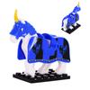 1pcs Medieval Horses Grey Bodies Blue Saddle Blankets White Horse Emblems Yellow Trims Building Block