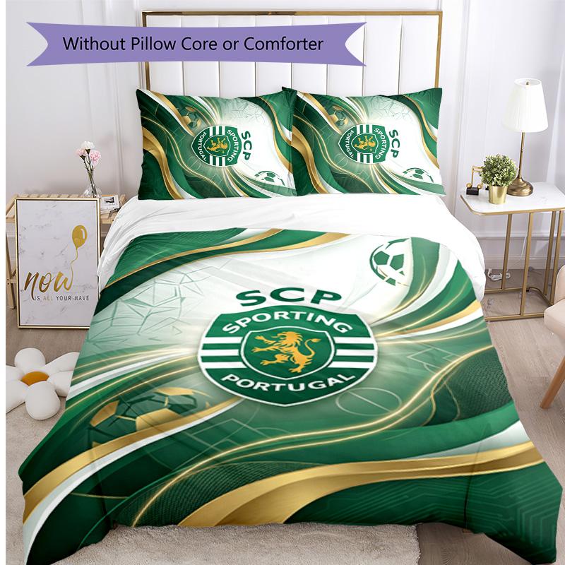 Sporting CP FC Printed 3PCS Bedding Set Breathable Duvet Cover with Pillowcases Decorative Bed Linen for Bedroom Home