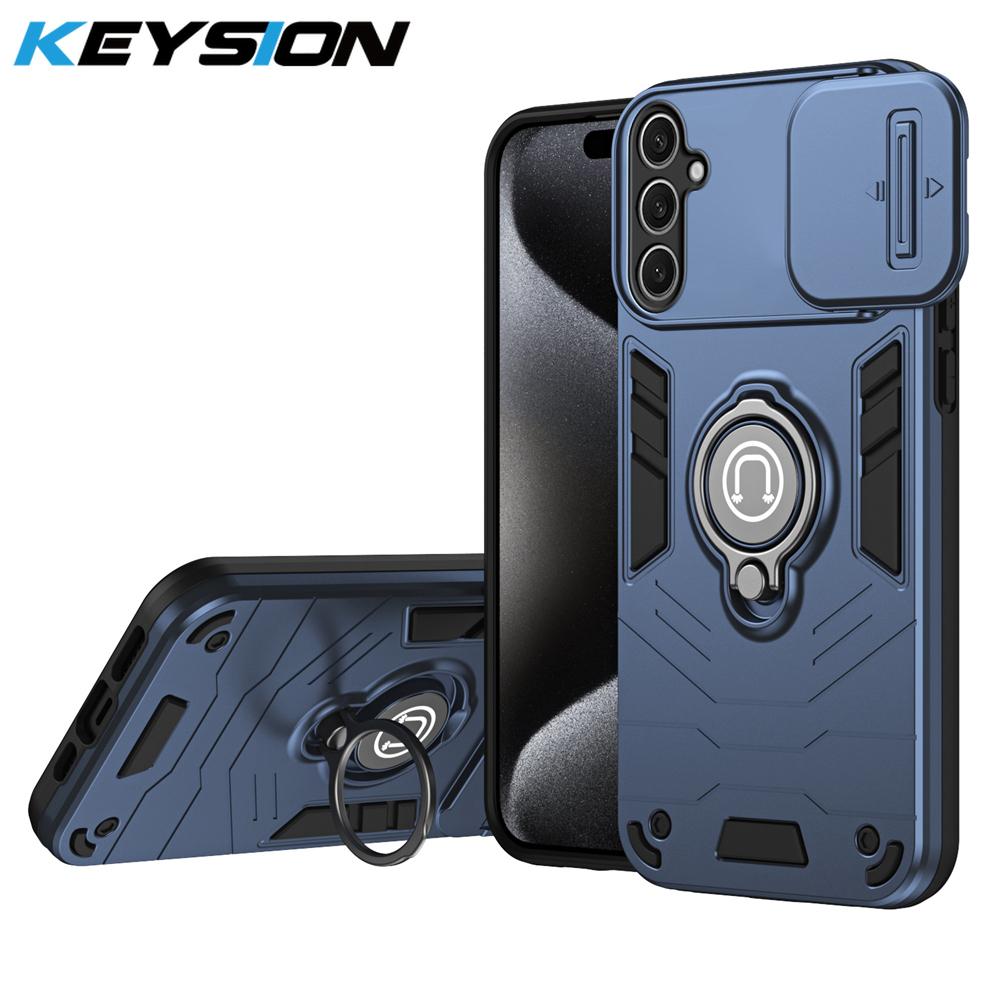 KEYSION Противоударный защитный чехол для Samsung S25 Ultra 5G Slide Camera Защитное кольцо-подставка для телефона Чехол для Galaxy S25+ S25 Ultra