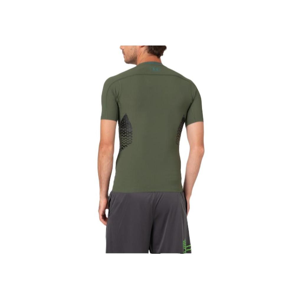 Under Armour Однотонная футболка с принтом логотипа, круглый вырез, короткий рукав, для фитнеса, мужская, цвет Армейский зеленый 1289555-330