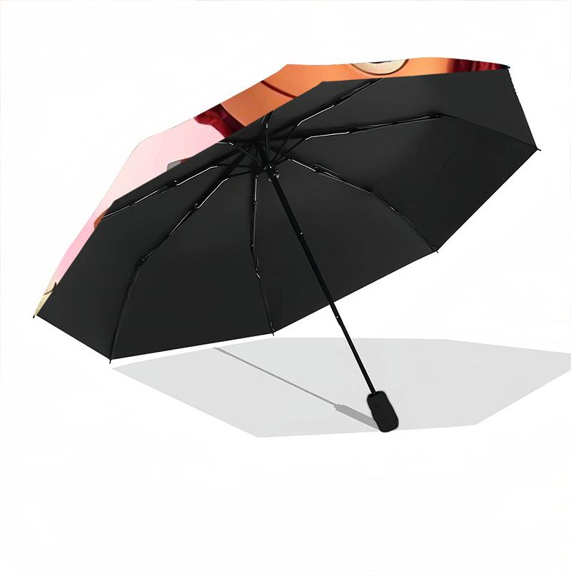 Luca & Giulia Marcovaldo Durable Cartoon Folding Umbrella, Portable 3-Fold Compact Umbrella for Men and Women, Suitable for Travel or Daily