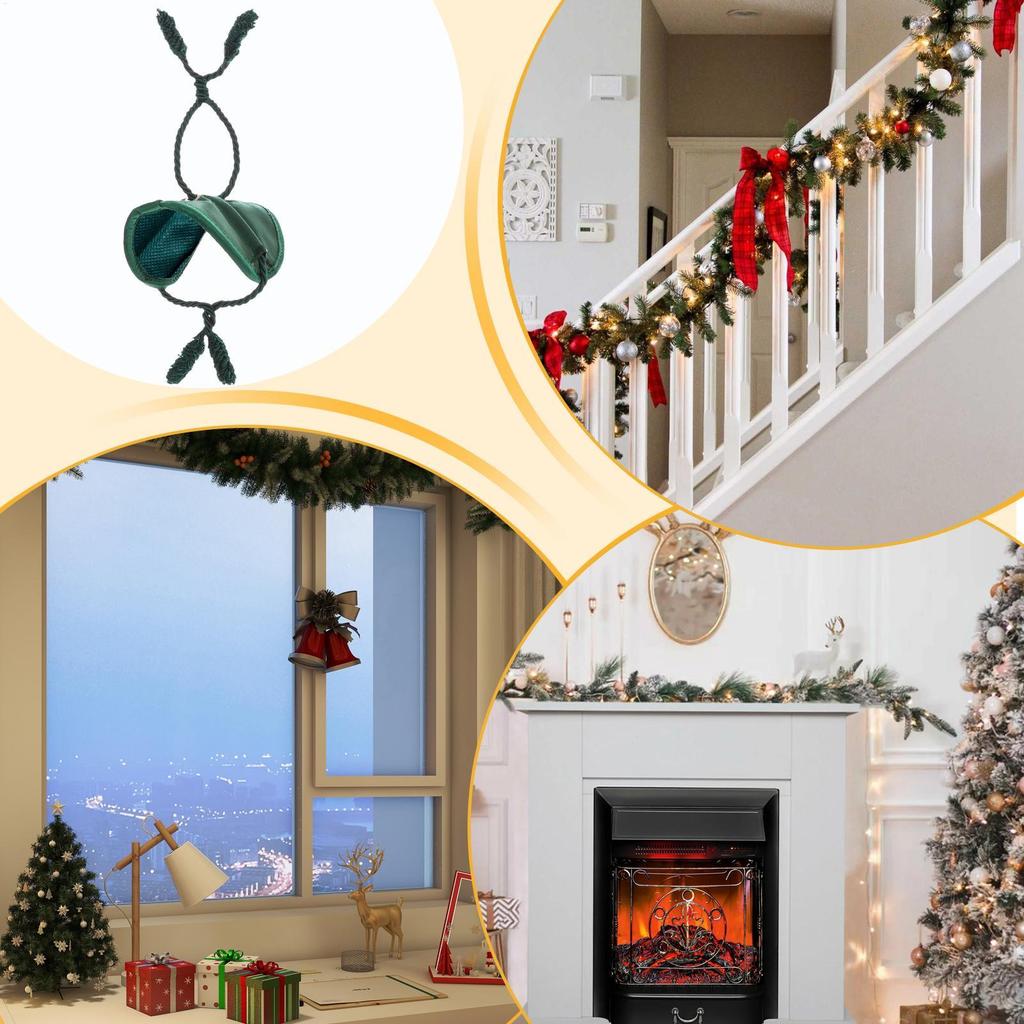 Garland Ties Reusable Padded Protective Hanger Holiday Garland Ties for Indoor Home Fireplace Mantle Railing Stairs Light