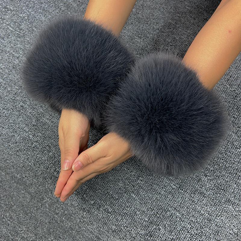 Женские митенки из искусственного кроличьего и лисьего меха с плотными манжетами