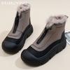 Ботильоны женские на меховой платформе на плоской подошве, модные кожаные туфли для женщин 2025 года, трендовые зимние дизайнерские удобные повседневные панк-ботинки для снега, женские