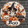 2d Flat 20*20cm, Halloween Home Decoration Featuring Wooden Circular Creative Logos Featuring Wizards, Dogs, and Pumpkins, for Home, Garden, Kitchen