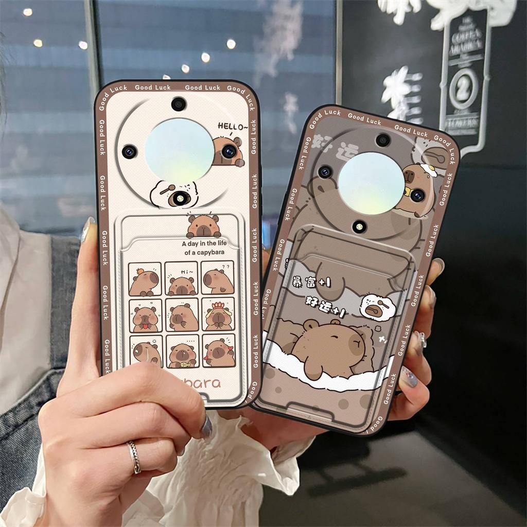 Противоударная задняя крышка Чехол для телефона для Honor X9a 5G/Magic5 Lite Слот для карт Грязеотталкивающий Защитный силиконовый Кармашек для карт Милый