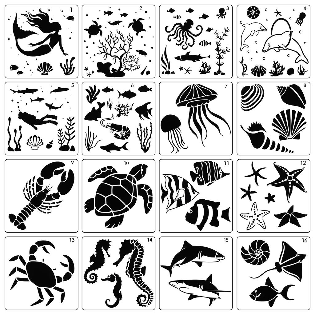 Seahorse Ocean Animal Templates Painting On Wood Sea Creatures Stencils Wall Fabric Scrapbooking