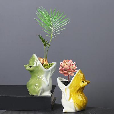 Креативный цветочный горшок с лягушкой, сочный горшок, керамический горшок для цветов, домашний декор, настольный орнамент, бонсай, горшок для растений, украшение сада