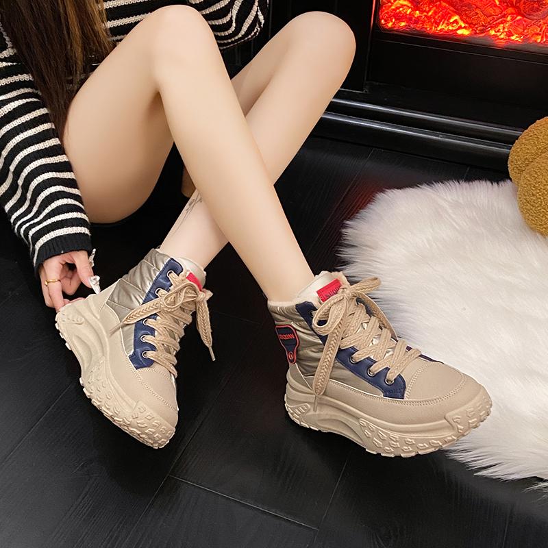 TUINANLE Женские ботильоны зимние плюшевые теплые высокие кроссовки для женщин прогулочные кроссовки нескользящие на открытом воздухе