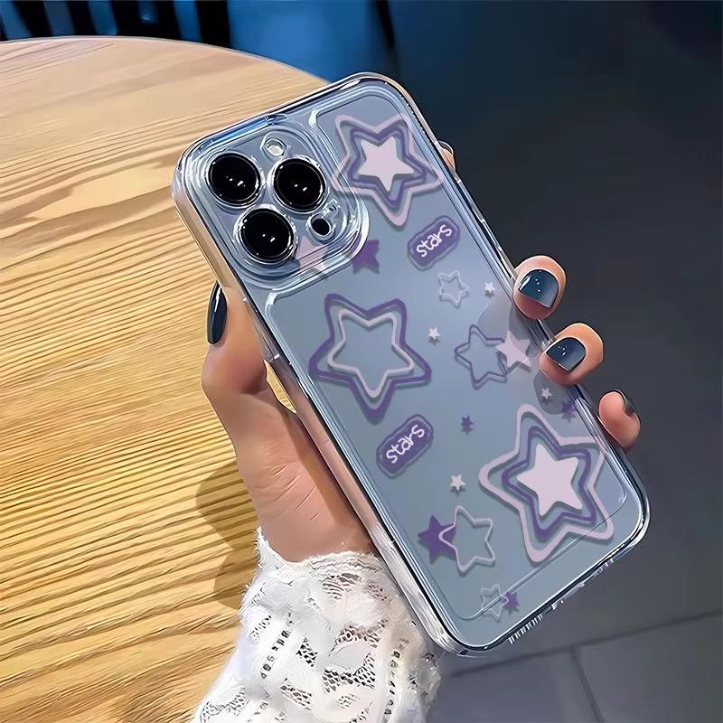 Английский Фиолетовая Звезда Прозрачный Чехол Для Телефона Для iPhone 17 16 Pro Max 15 14 13 Mini 12 11 X XR XS 17 Air 16E 15 Plus Мягкая Крышка