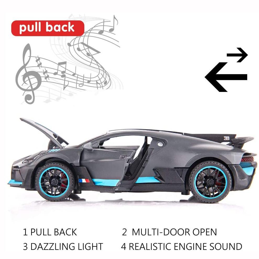 Модель автомобиля Bugatti Divo в масштабе 1/32, игрушечная литая машина из цинкового сплава, транспортные средства со звуком и светом, игрушки для детей, подарки для мальчиков и девочек