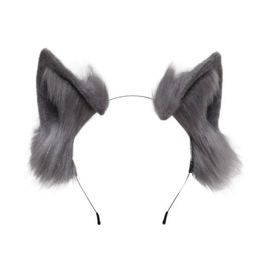 Обруч для волос с плюшевыми кошачьими ушками, эластичный головной убор, искусственные уши животных ручной работы, металлическая оправа, гибкая повязка на голову, аксессуары для фотосъемки на Хэллоуин