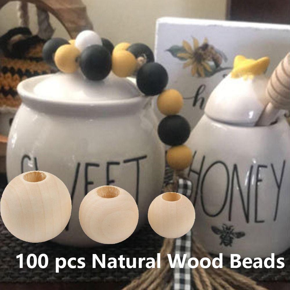 100pcs Large Hole Wood Bead 10-20mm Macrame Bead DIY Craft Natural Wooden Beads Jewelry Making