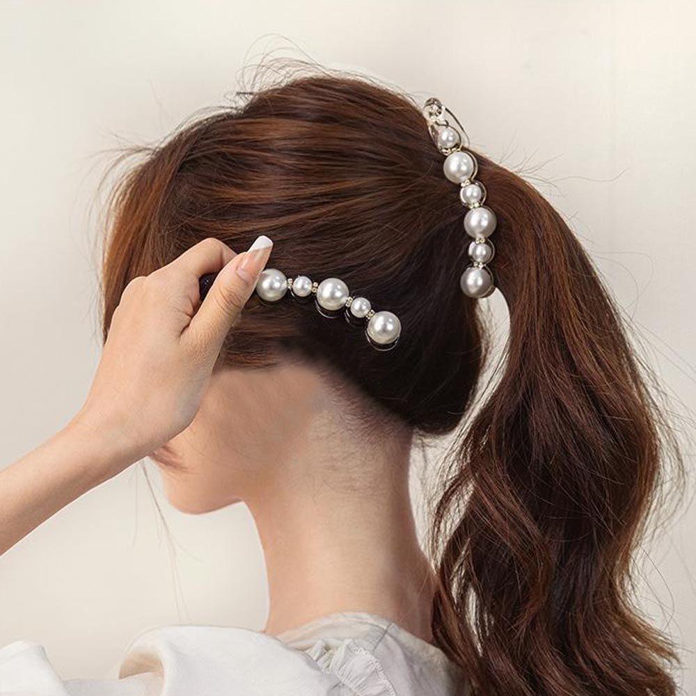 Crabs Crystal Pearl Hairpins Ponytail Holder Vertical Clamp Korean Hair Clips Women Banana Clips