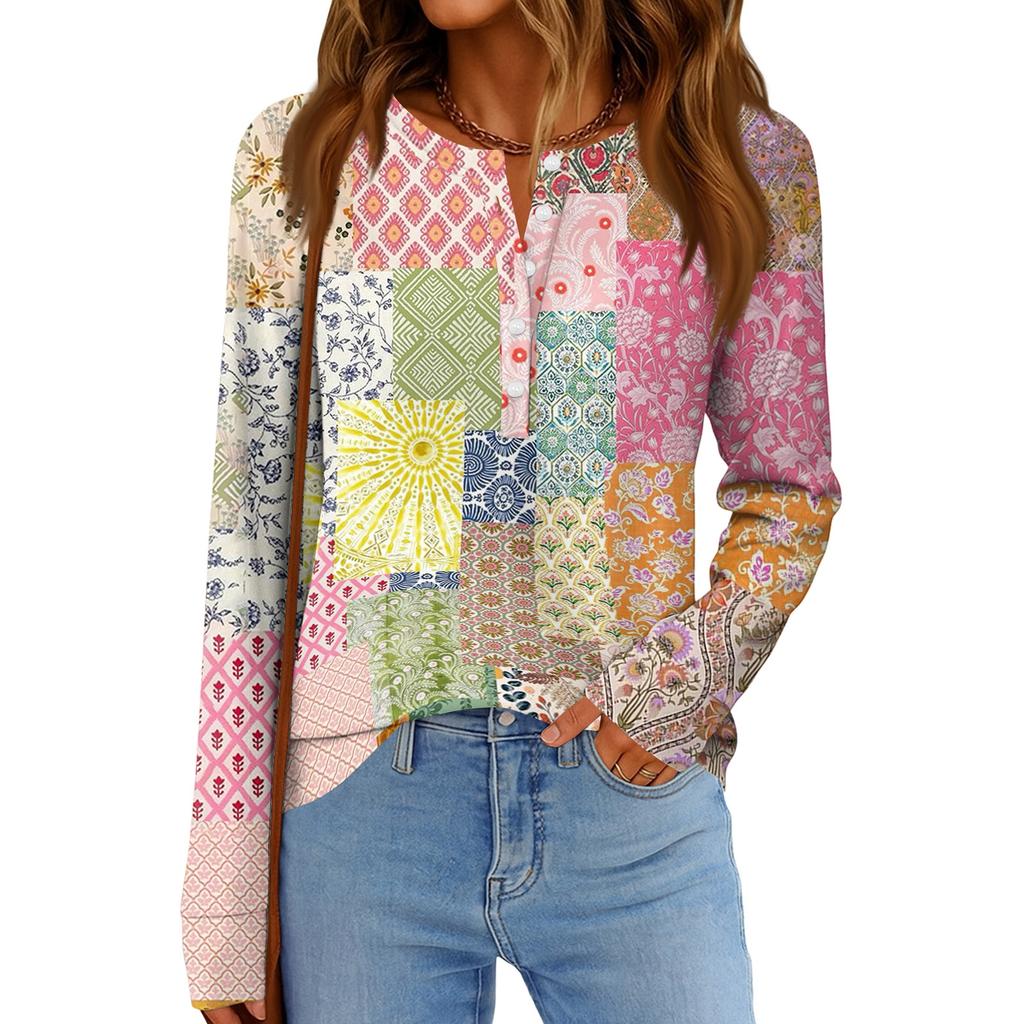 Women's Fashion  Loose Long Sleeve Round Neck Casual Top