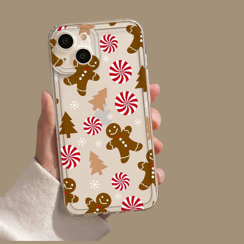 Рождественский Мультяшный Новогодний Подарок Чехол для Телефона Для iPhone 17 16 15 11 12 14 13 Pro Max Mini X XS XR 7 Plus SE4 16E Ударопрочный Чехол