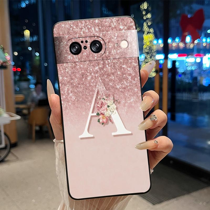 Letter Shiny Starry Sky Pattern Phone Case For Google Pixel 8 Soft Silicone Black Case For Google Pixel 8a Anti-scratch Casing