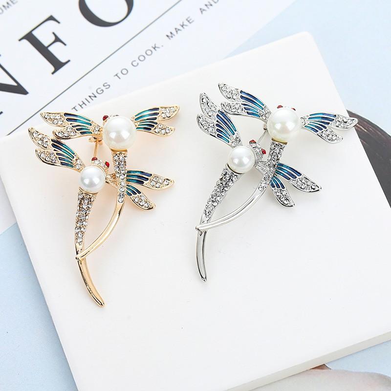 Retro Diamond-Encrusted Dragonfly Brooch Temperament Dripping Insect Brooch Niche Design Sense Pin Suit With Accessories