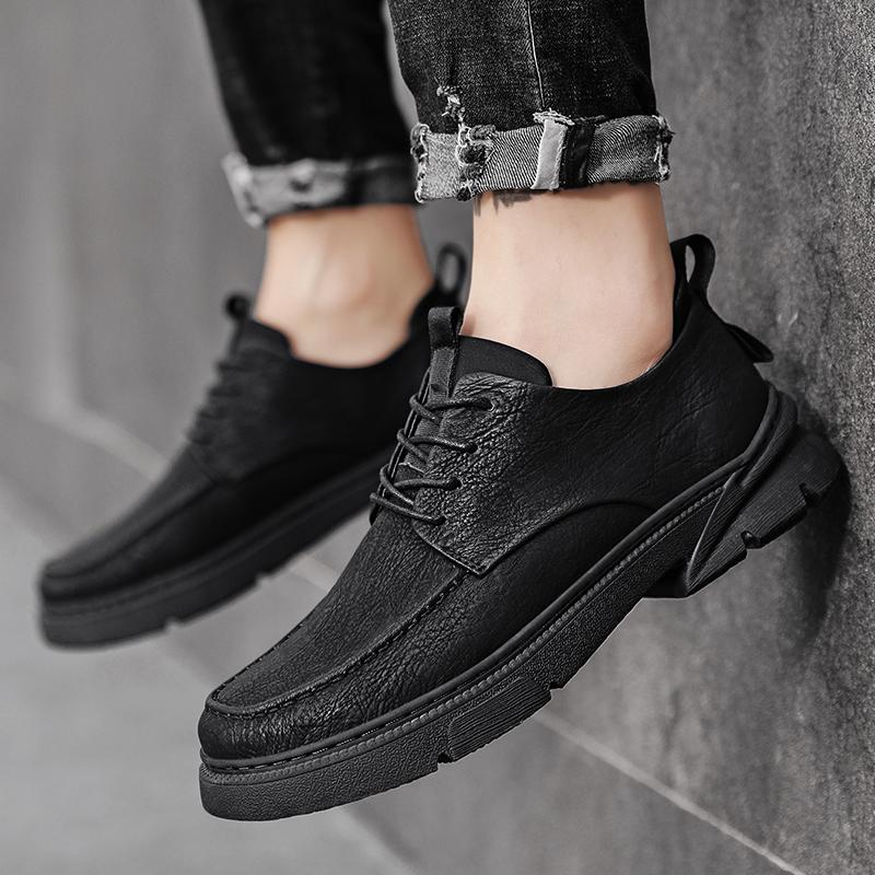 Модная деловая и повседневная мужская кожаная обувь Минималистичный и ретро дизайн Уличная мода для отдыха Взрослая обувь Хит
