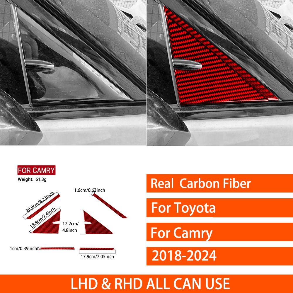 For Toyota Camry 2018-2024 Real Carbon Fiber Sticker Window Triangular A-Pillar Panel Cover Car Accessories Interior Decorative
