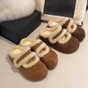 Женские мягкая подошва большой размер утолщенные зимние теплые меховые на подкладке ботильоны нескользящие с закрытым носком хлопковые полушлепанцы обувь из соевых бобов