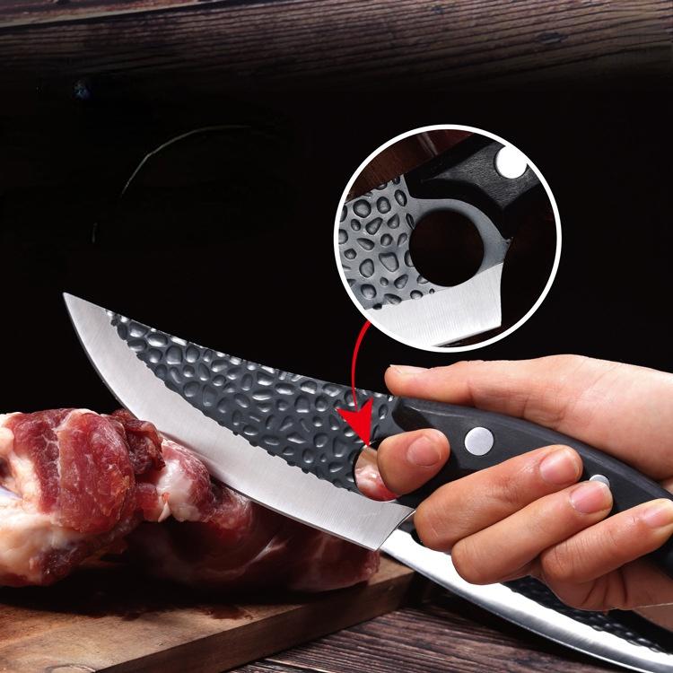 Handmade Stainless Steel Kitchen Chef Boning Knife Fishing Knife Butcher Cutting Meat Cleaver Cooking Knife Hand Forged Hammer Pattern