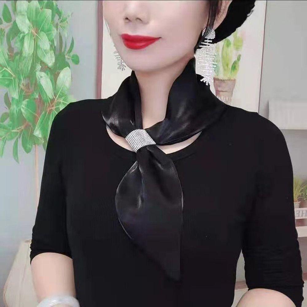 Women's Diamond Satin Silk Scarf with Cross Neckerchief Design