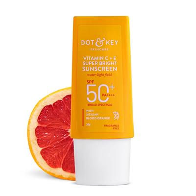 DOT & KEY Солнцезащитный крем Super Bright с витаминами C + E SPF 50 PA+++ Водно-легкий от UVA UVB синего света 30 г Упаковка 1 шт.