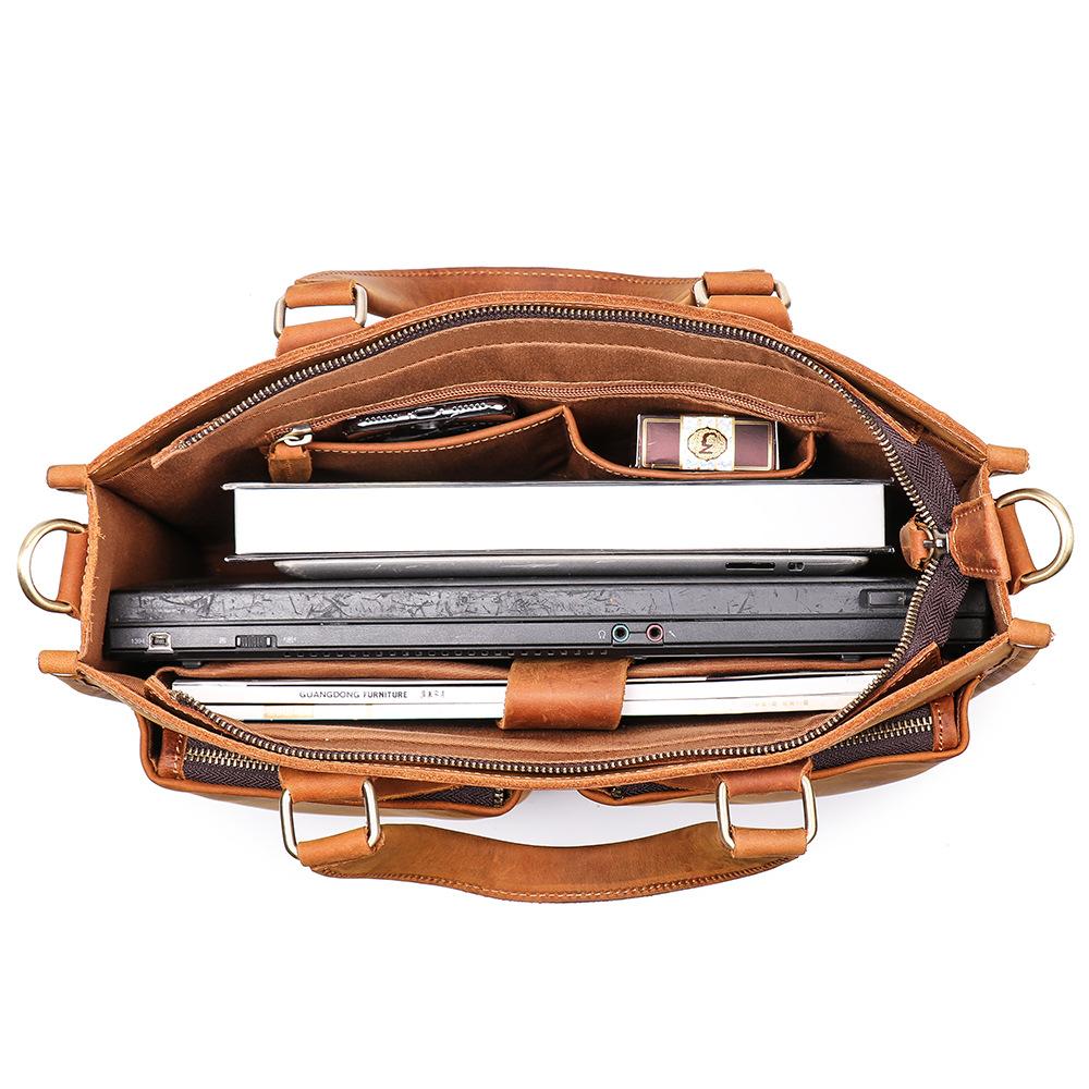 Мужская сумка для ноутбука из кожи Crazy Horse Женская сумка через плечо Crossbody Большая кожаная сумка-портфель