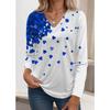 V-neck 3D Printed Love Pattern Top Fashionable Casual Long Sleeved Women's T-shirts