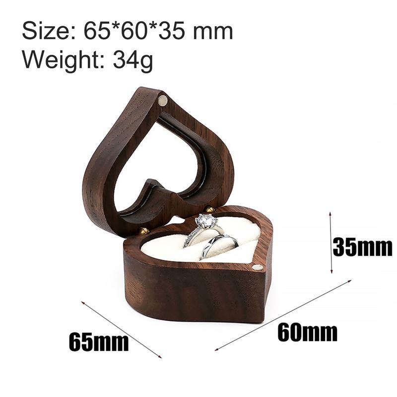 Коробка для кольца из орехового дерева в форме сердца, держатель для помолвочного кольца, коробки для хранения ювелирных изделий