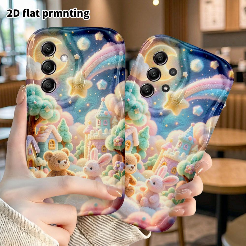 Phone Case: 2D flat, suitable for Samsung Galaxy A34 A35 M05 M06 S20 S22 S21 FE Plus 5G protective case, Star and Moon Castle Town, perfect holiday gi