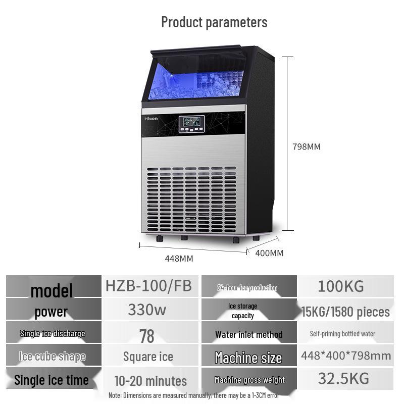 Welcome Commercial Large Ice Maker for Milk Tea Shops, Cafes, Hotels, and Supermarkets - 80/100 kg Capacity.