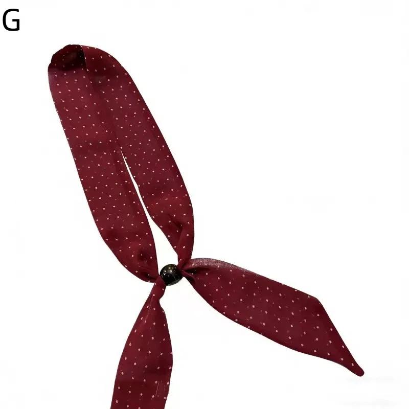 Vintage Polka Dot Chiffon Beaded Scarf For Women Lightweight Sheer Neck Scarf Fashion Accessory For Summer Daily Wear & Outfits