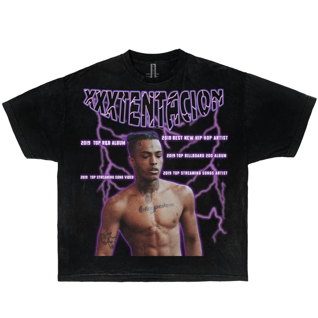 XXXTENTACION НАГРАДЫ КАРЬЕРЫ Прямая винтажная рубашка Графическая футболка Уличная мода Y2K
