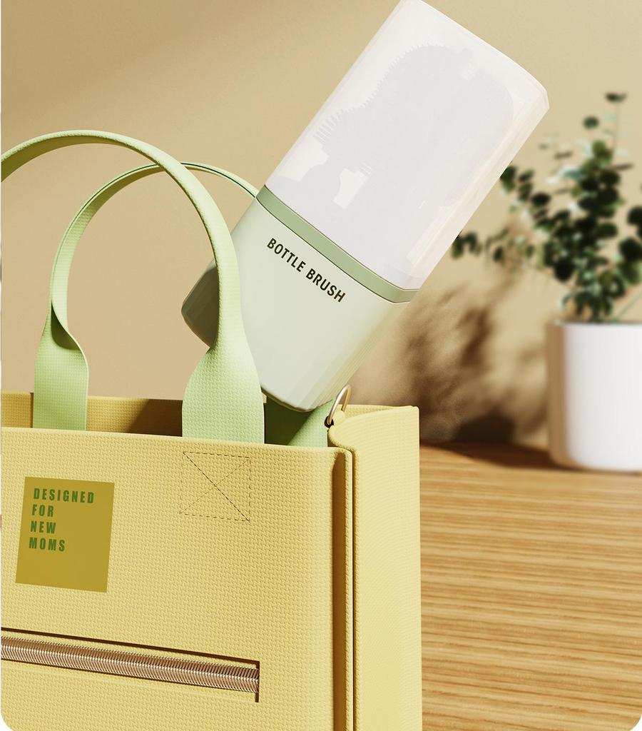 Travel Baby Bottle Brush Set with Silicone Nipple Brush, Draining Rack, Straw & Crevice Brushes