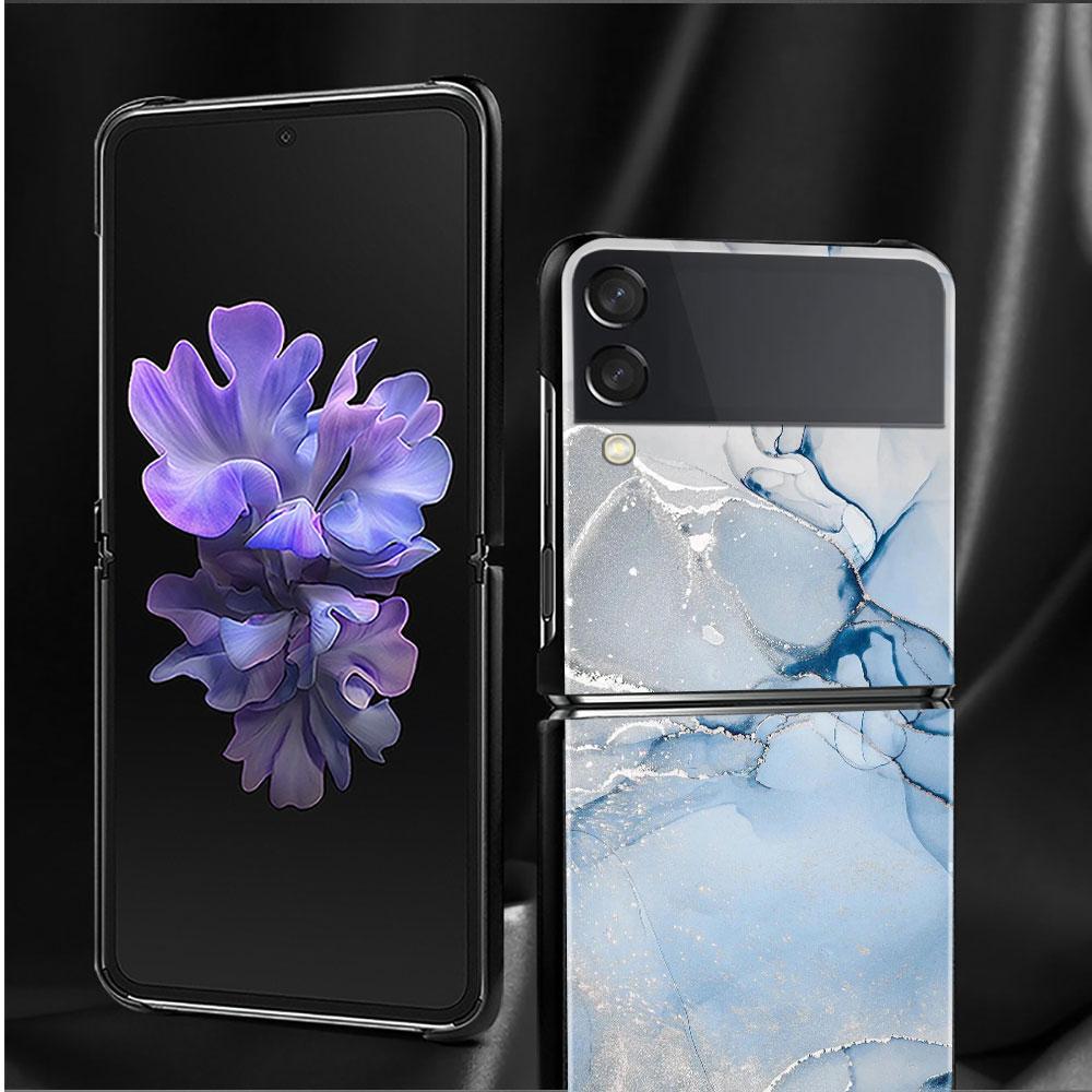 Для Samsung Zflip3 Z Flip3 5g Zflip Flip Черный ПК Смартфон Чехол Розовое Золото Мрамор Арт Мода Жесткий