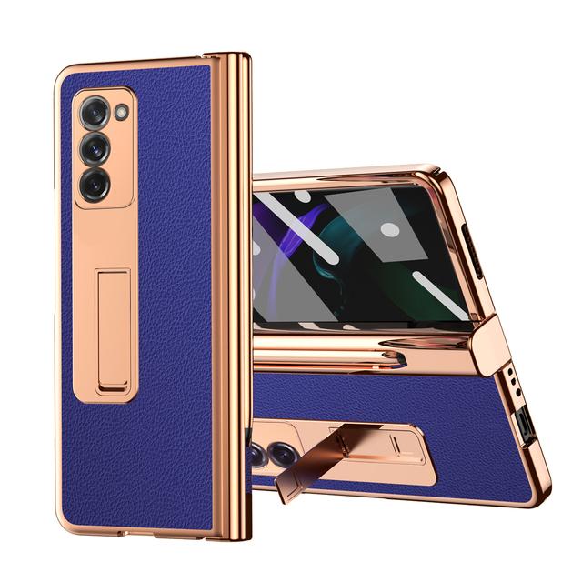 Защитный чехол из закаленного стекла с полной защитой для Samsung Galaxy Z Fold 3 4 Fold4 Fold3 Fold2 Fold 2 5g Кожаный чехол-держатель для ручек