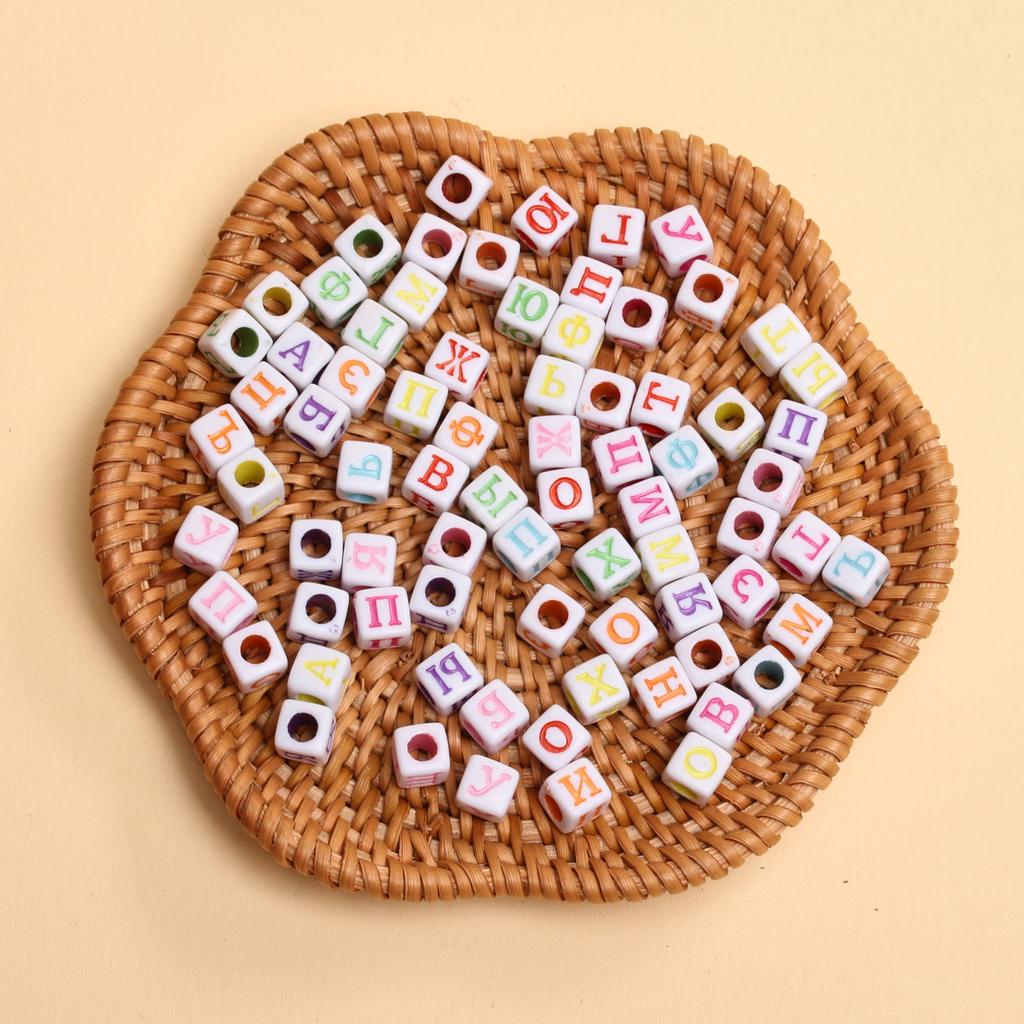 6 мм 80 шт. Подвески Буквы Квадратные Смешанный Русский Алфавит Акриловые разноцветные Бусины Для Изготовления Ювелирных Изделий DIY брелок Ожерелье Браслет Аксессуары Ручной Работы