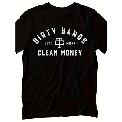 [Качественная футболка] Мужская качественная футболка Dirty Hands Clean Money - удобная, с короткими рукавами и круглым вырезом