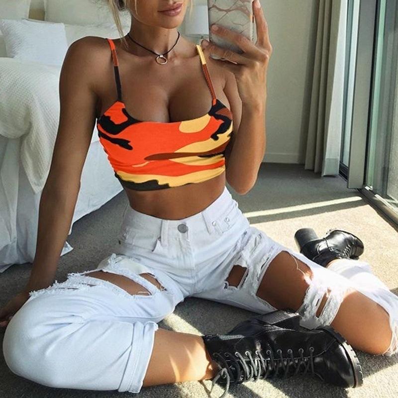 Женский топ-труба с принтом «Коготь дьявола» и подтяжками, открывающий пупок